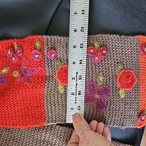 Handmade Knit Scarf with Floral Design